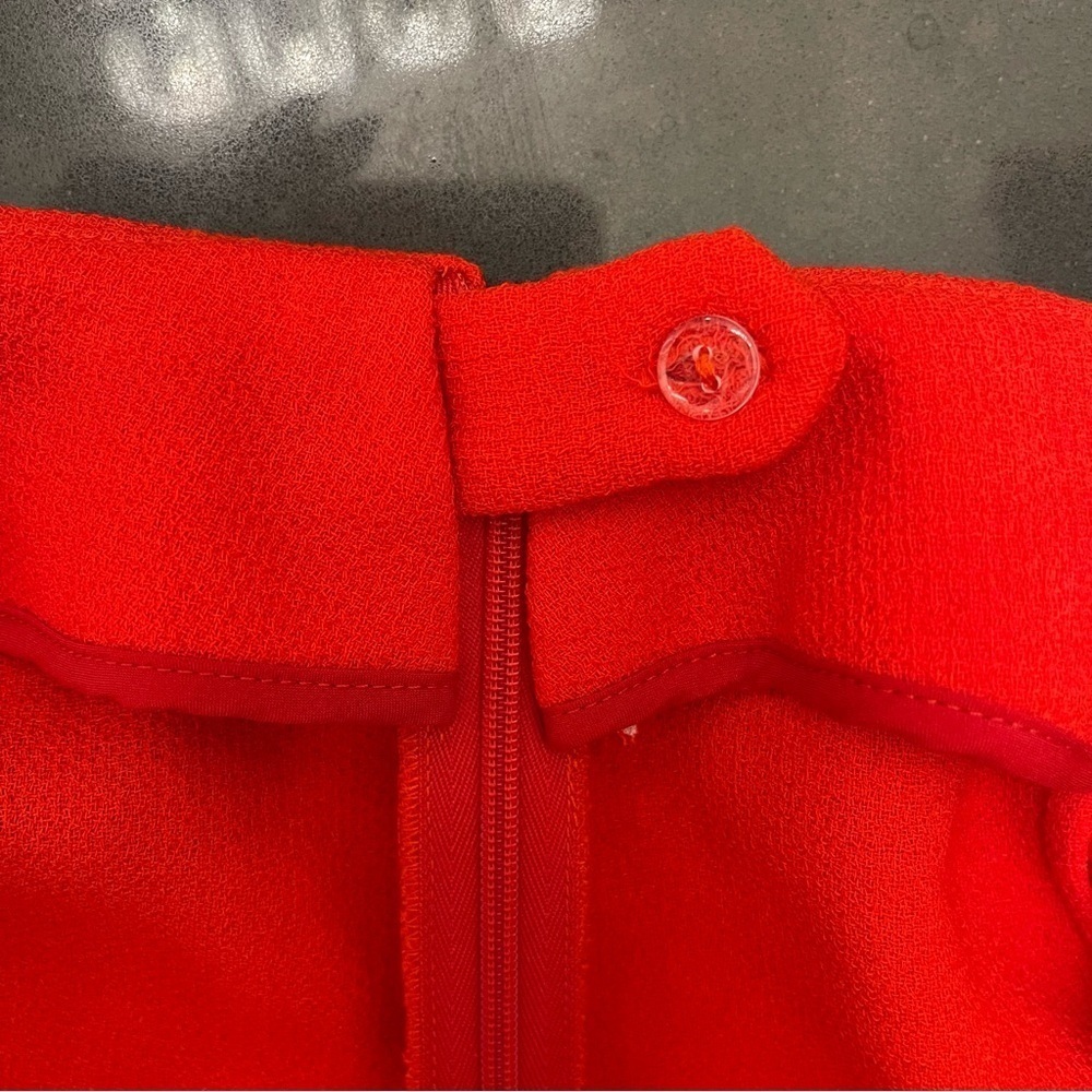 NWT LELA ROSE Button placket pants wool pants In Scarlet red size 8 holidays - Picture 7 of 12